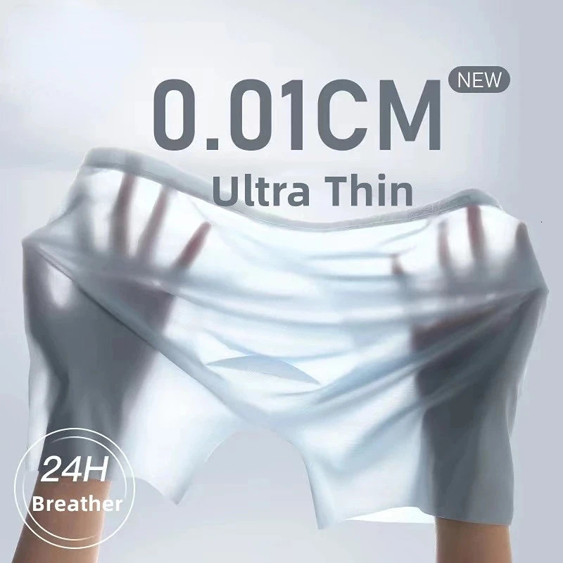 1 piece of mens boxing shorts ice silk underwear seamless sexy ultrathin breathable 250320