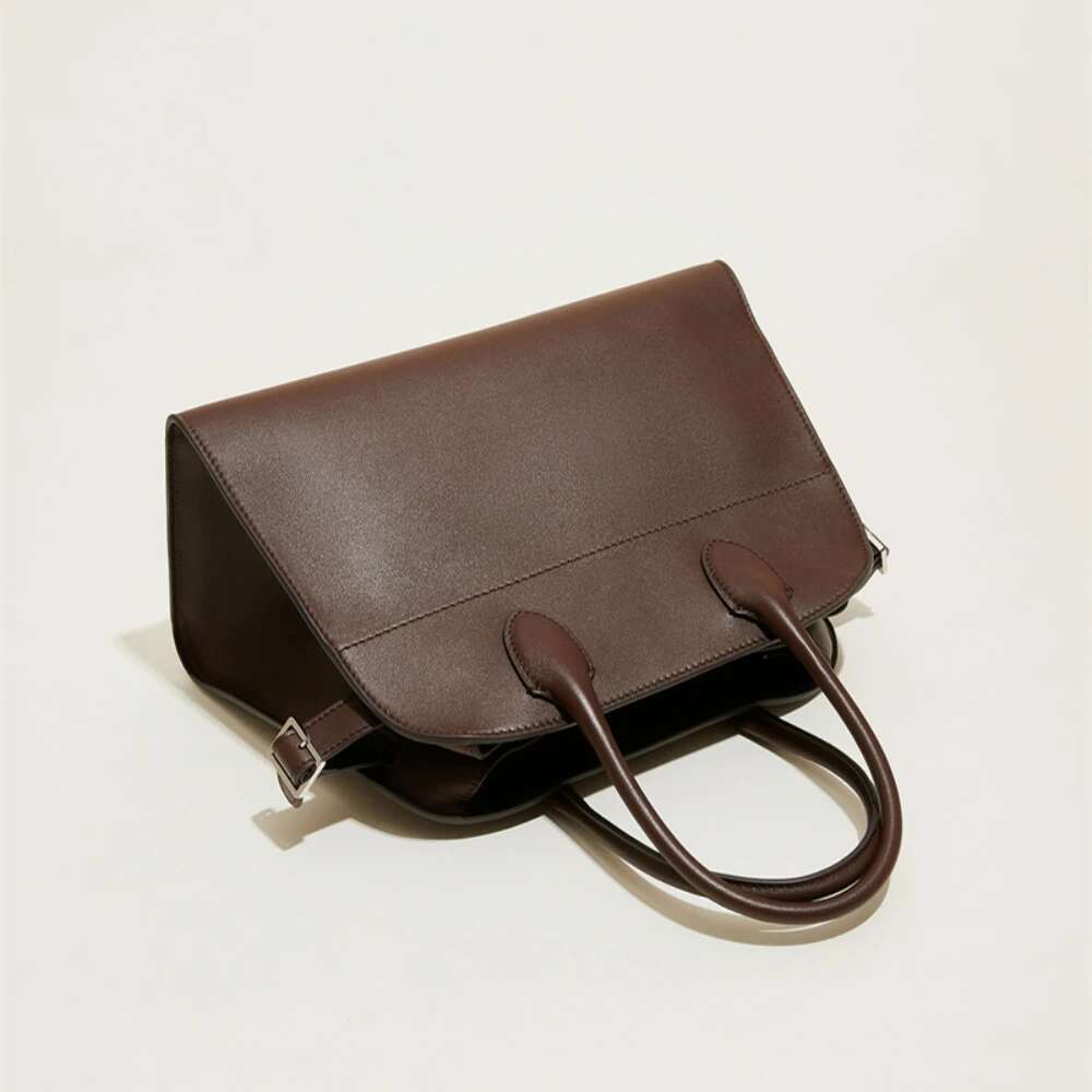 New Stylish Large Capacity Office Lady Commuter Tote Top Layer Vegetable Tanned Cow Leather Female Shoulder Bag Handbag