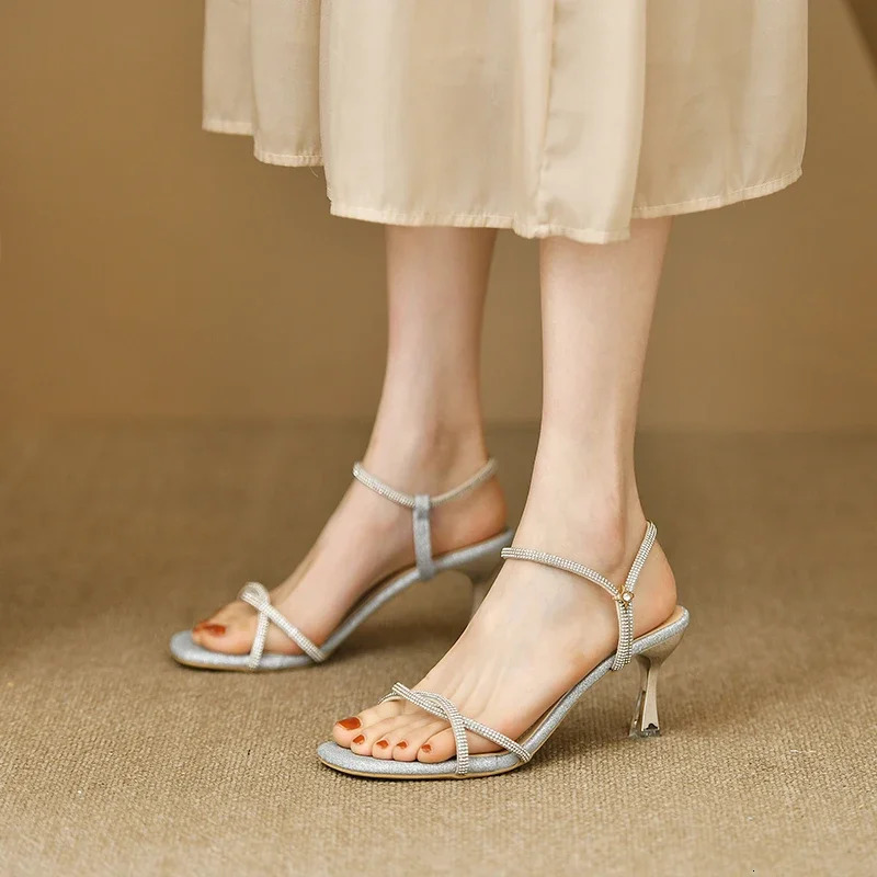 Womens sandals sexy wedding crystal dress shoes summer open toe womens pump fashionable party 250321BJ - view 3