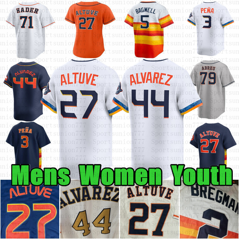 27 Jose Altuve Custom Baseball Jerseys Alex Bregman Jeremy Pena Yordan Alvarez Kyle Tucker Ronel Blanco Josh Hader Houstons Astros Framber Valdez Jose Abreu Biggio