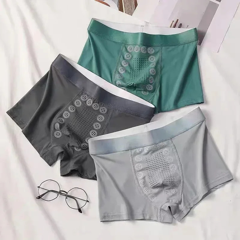 Men Boxer Shorts 3A Graphene Antibacterial Ice Silk U Bulge Pouch Underwear Boxershorts Seamless Breathable Male Panties 250320