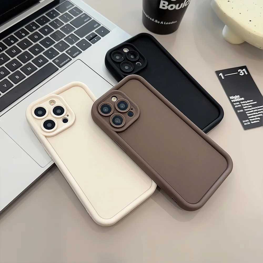 Beige brown black fashionable phone case 15 14 13 11 Pro Max Plus 7 8 SE X XR XS Max ultra-thin protective shock-absorbing coverXJ250321