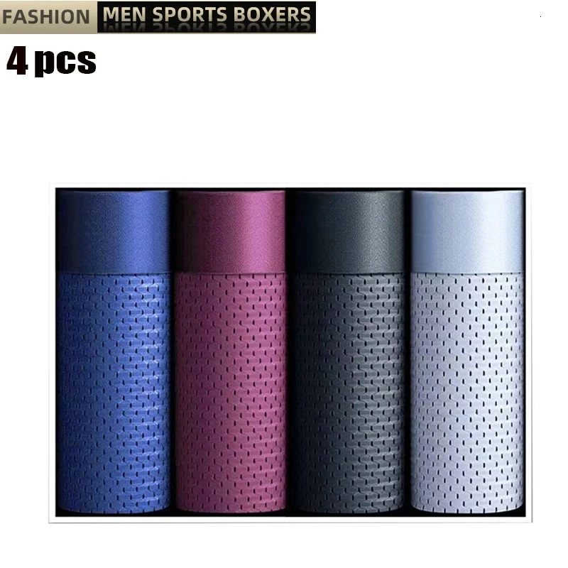4 piecesbatch mens underwear boxing shorts ice silk mesh plus size summer sexy breathable 250320