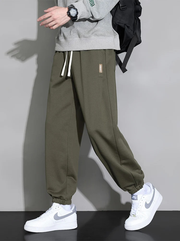 Large size mens sports pants 8XL 7XL 6XL shirt elastic waist casual pocket black gray cotton jogging loose 250320