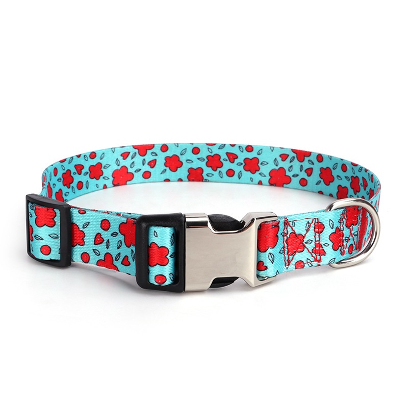 High Quality Thermal Printing Pet Leash Accessory Reinforced Dog Collar with Secure Half Metal Fastener