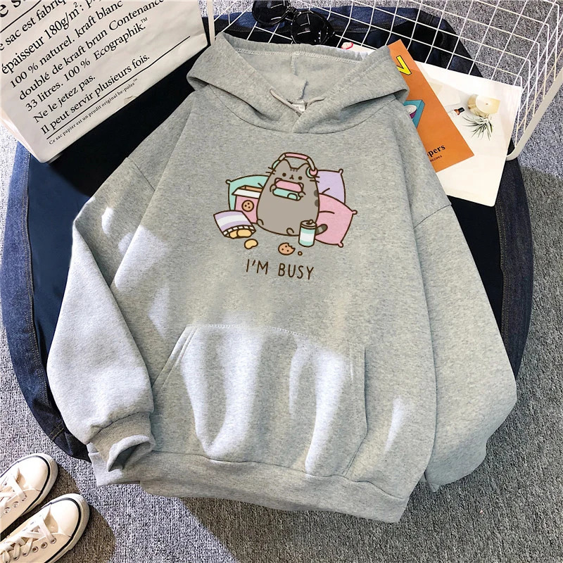 Funny The Cat Hoodie Women Fashion Kawaii Korean Harajuku Sweatshirt Female 90s Cartoon Clothes Female Hood Oversized Girls 250320