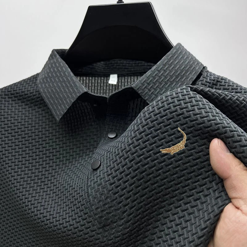 High Quality M4XL Summer Mens Short Sleeve Tshirt Cool and Breathable POLO Shirt Business Casual Sweatabsorbing Top 250320