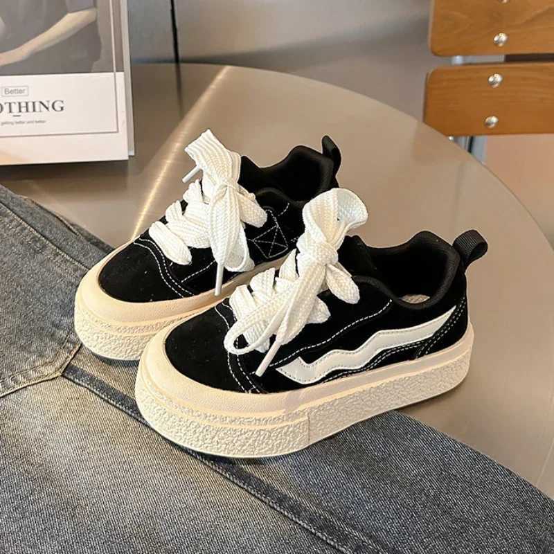 Children Striped Canvas Shoes Performance Shoes for Boys Toddler Girls Thick Bottom Platform Shoes Tennis 6-14 Y Spring AutumnT250321