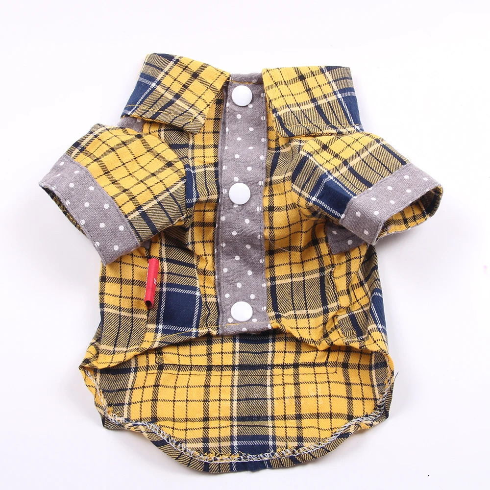 Dog Pet Shirt Plaid Bike 100% Cotton Cat Puppy Shirts Spring/Summer Clothes Apparel 250318