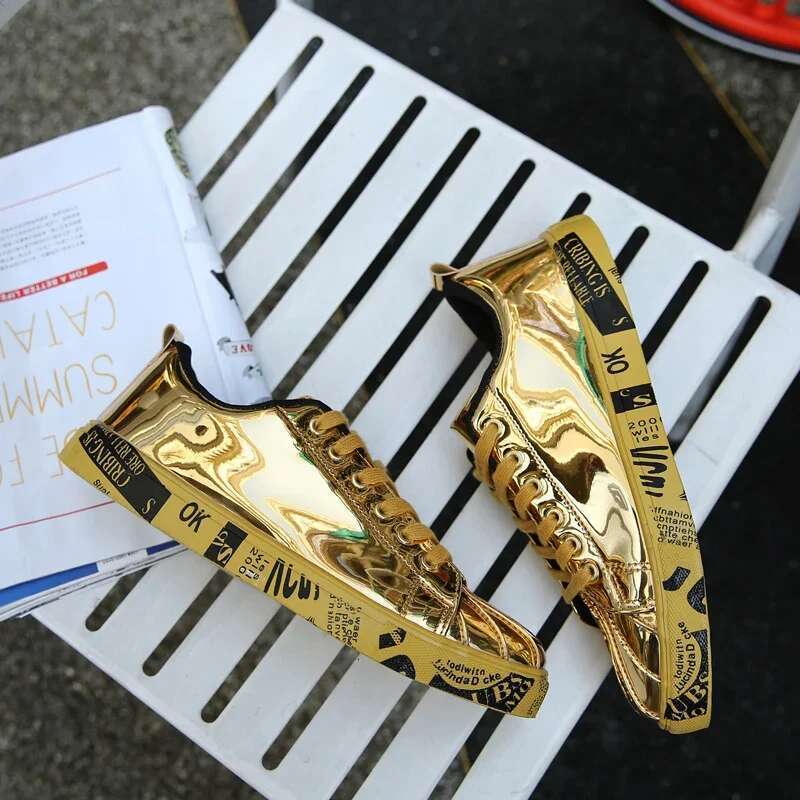 Women Gold Sier Sneakers Men Hip Hop Casual Unisex Tennis Running Shoes Clunky Trainers Bigsize Streetwear Footwear