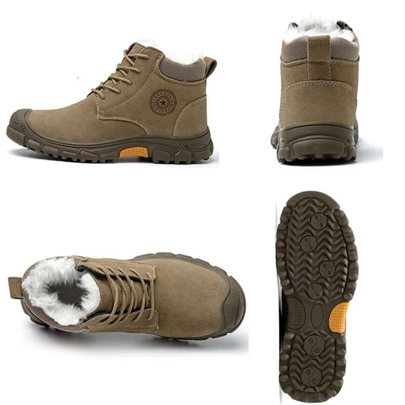 Men's High Top Cotton Boots Winter Thick Veet Warm Shoes Smashing Anti Piercing Work Safety Boot Steel Toe Shoe