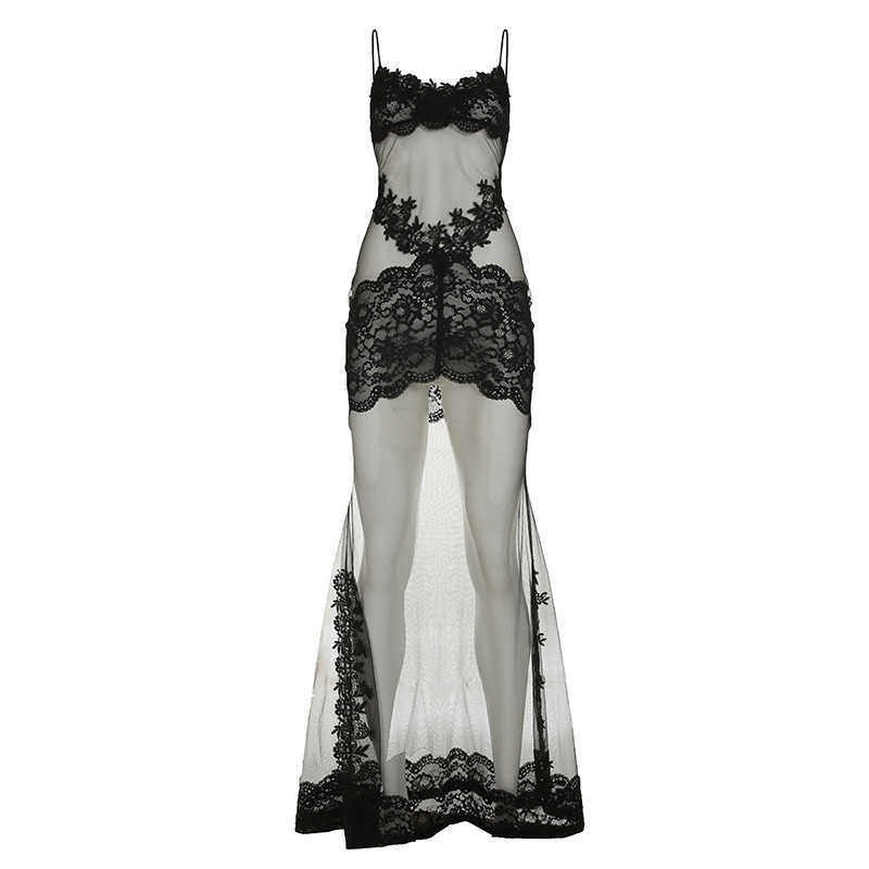 Wind women's mesh lace camisole dress, see through sexy nightgown, vacation style swimsuit skirt 250315