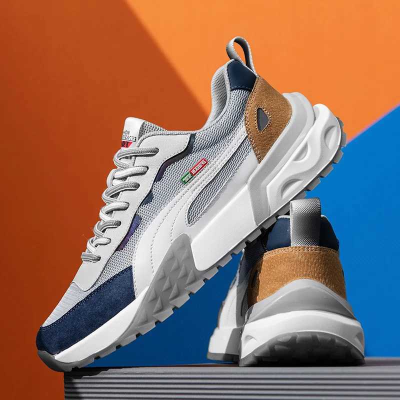 Mens Running Shoes Mesh Breathable Casual Shoes Fashion Chunky Sneakers Men Outdoor Sports Tennis Shoes Y250320