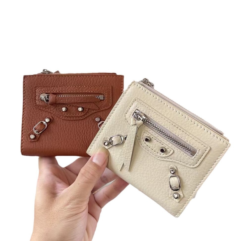 2025S Trend Designer Pure Leather Ins Premium Top Layer Cowhide Coin Purse Exquisite Goat Pattern Short Clip Wallet
