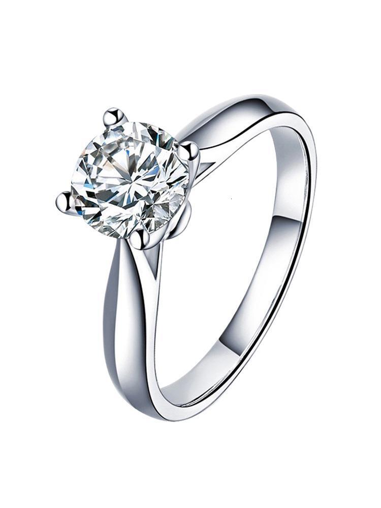 18KPT950 Womens Simple Four Claw Moissanite Proposal and Engagement 1 Diamond Ring