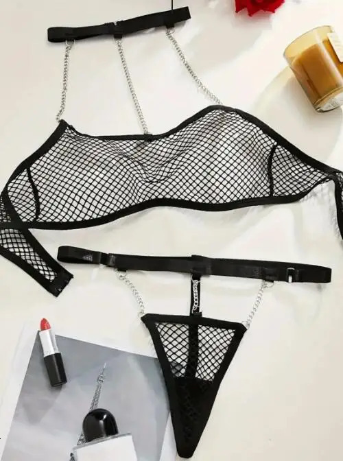 Mesh Sexy Lingerie Set For Women Transparent Porno Erotic Underwear Sexy Bra Set And Panty Lingerie Sexy Erotic Sleepwear 250320