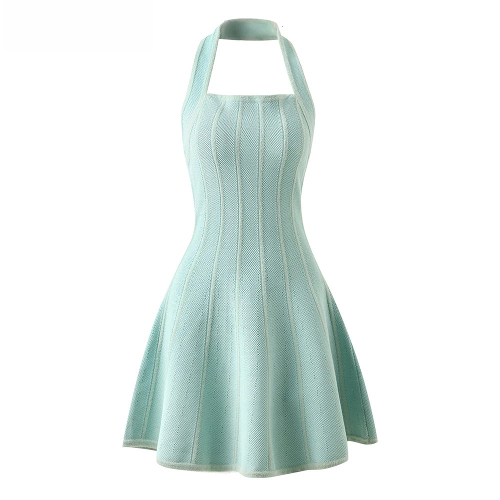 Newest Summer Unique Hot Women Sexy Party Halter A-E Knitted Street Dress High Quality Backless