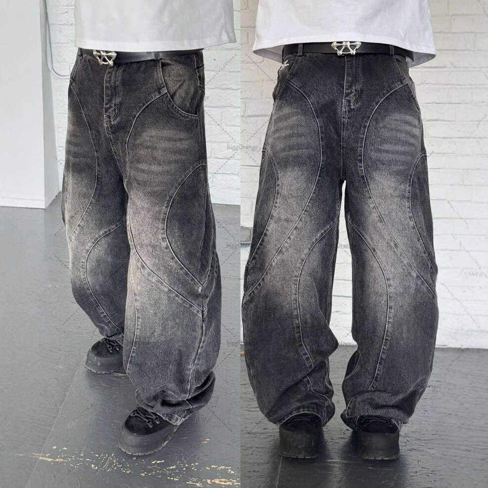 American high street trend Gothic punk washed loose straight leg jeans for men and women