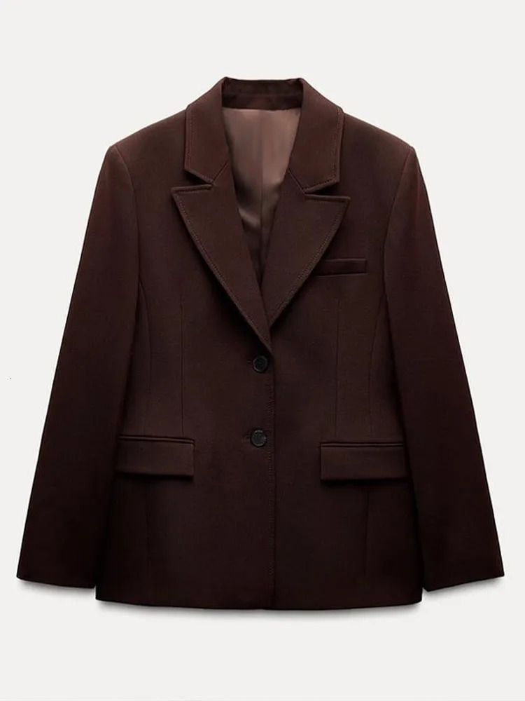 Elegant Blazer Coat Mini Skirt Sets Women Brown Shoulder Pad Cinched Waist Suit Jacket A-line Skirts 2 Piece Office Lady Outfits 250320