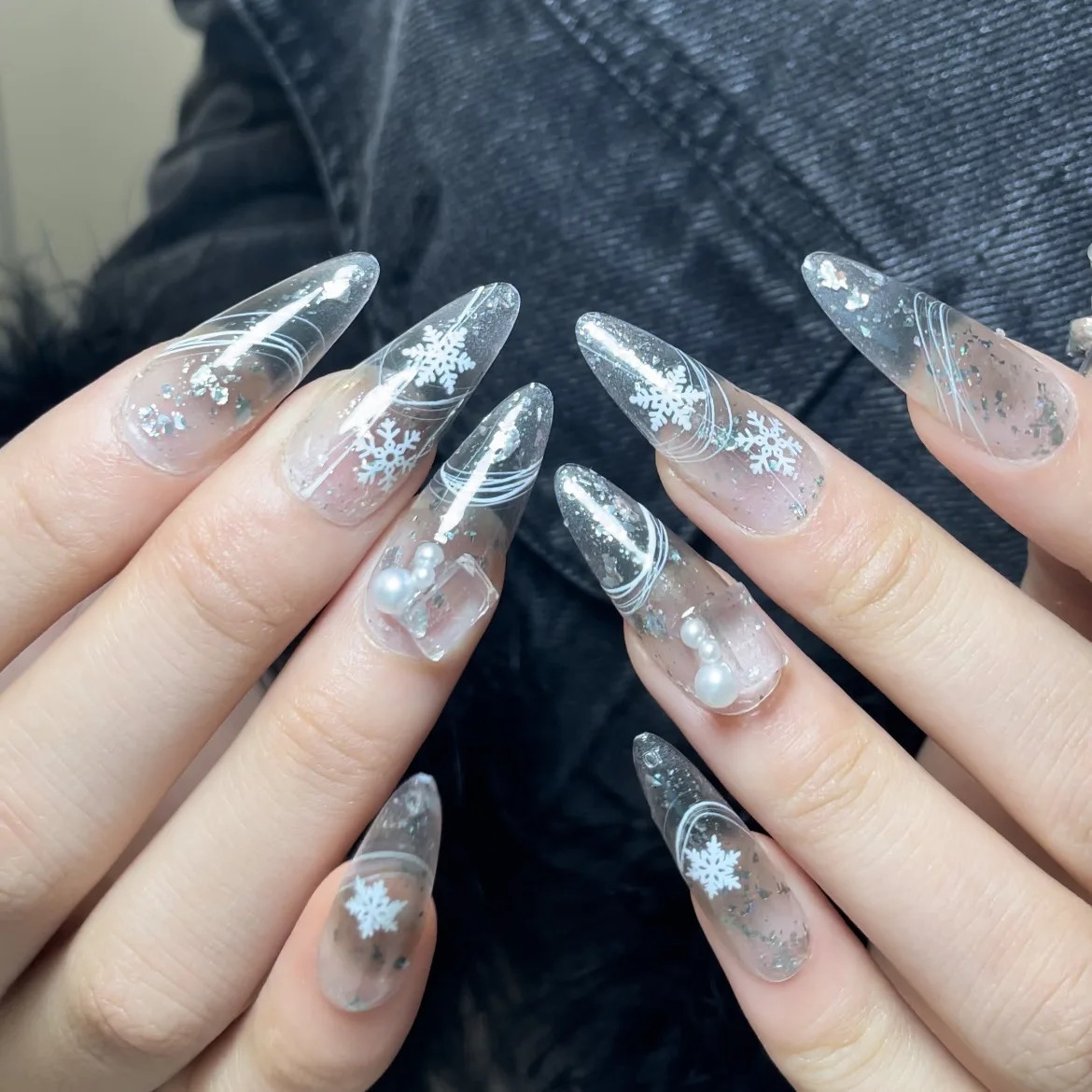 10 PCS Handmade Y2k Press on Nails Long Punk Silver Adhesive False Nail Full Cover Coffin Artifical Stick-on Nail Tip Nail Art 250319