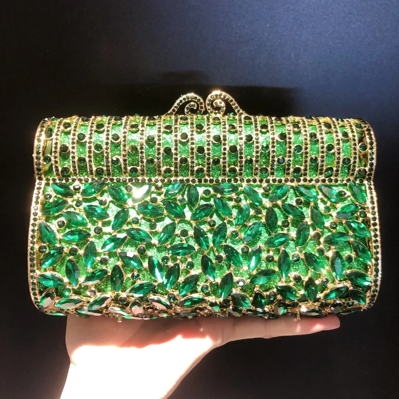 Womens Crystal GreenGoldSilver Evening Bag Party Cocktail Formal Dinner Diamond Clutch Wallet Wedding Handbag 250320