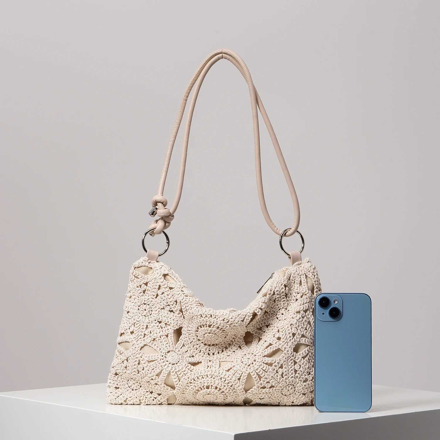 Female Hollow Knitted Shoulder Pattern Female Bohemian Beach Bag Holiday Set Ste Wallet (Random Pattern) Y250320