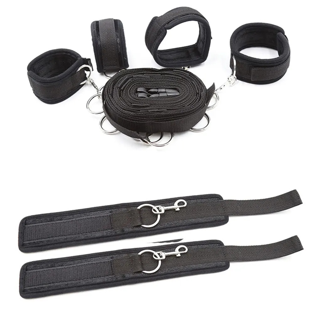 Restraint Set BDSM Bondage Handcuffs Ankle Cuffs Slave On The Bed Open Leg Flirt Sex Toys For Women Couples Erotic No Vibrator 250320 - view 3