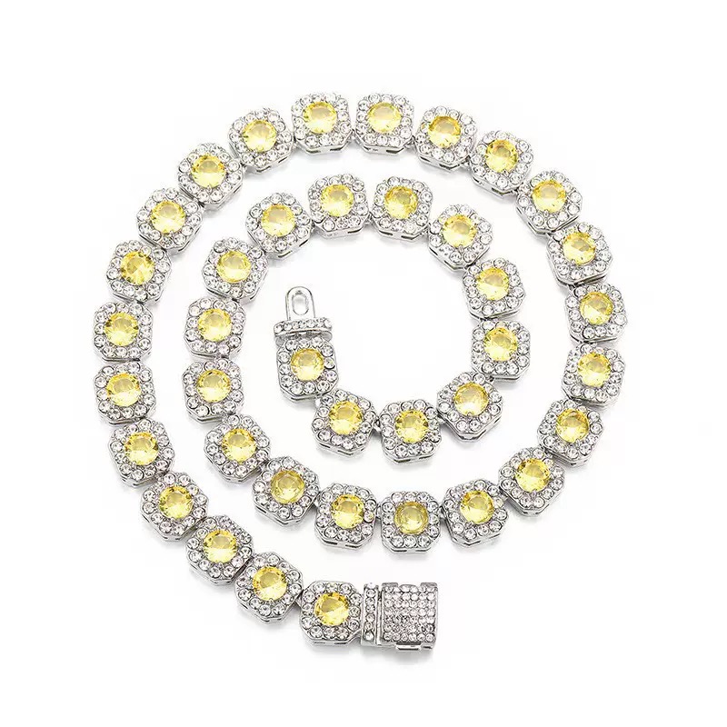 2025 New model Clustered Diamond Tennis Miami Link Chain for Women 7MM Iced Out CZ Cuban Necklace Hip Hop Jewelry Gifts