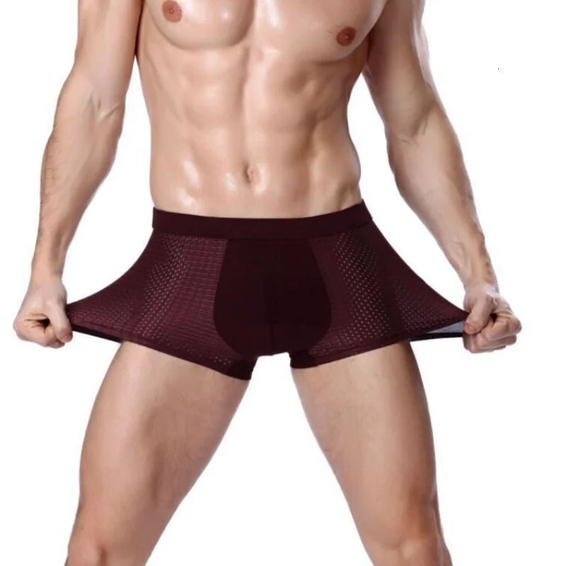 4 pieces of Banboo fiber mens underwear solid shorts breathable intimate boxer 250320