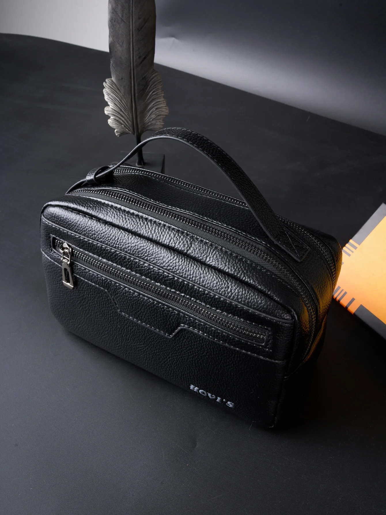 Mens large capacity business clutch bag with double zippers multi company wrist phone holder wallet 250317
