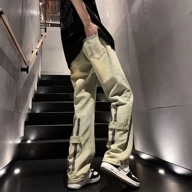 Casual pants Y2k bagged jeans streetwear mens denim shorts Flared clothing goods 250312
