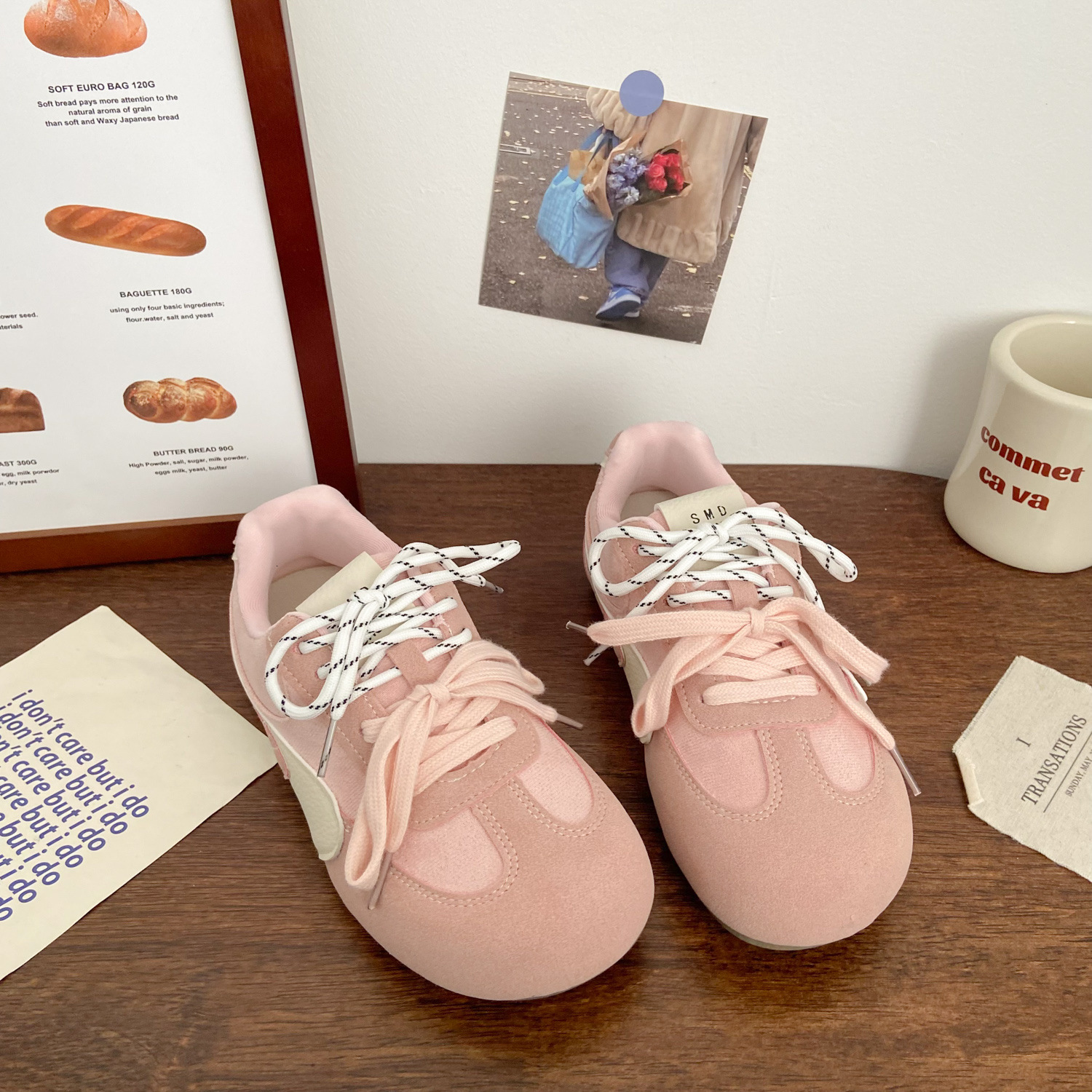 2025 new pink German training board ugly cute spring new unique niche puff bread shoes designer fashion ballet white shoes