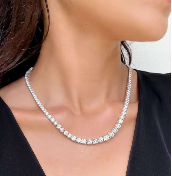 Necklace Solid Sterg Sier Iced Out VVS Moissanite Tennis Bracelet