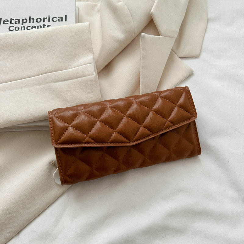 2025S Trend Designer New Card Bag Zero Wallet Fashionable Casual Diamond Grid Embroidery Thread Simple Personality Solid Color Large Capacity Handbag 