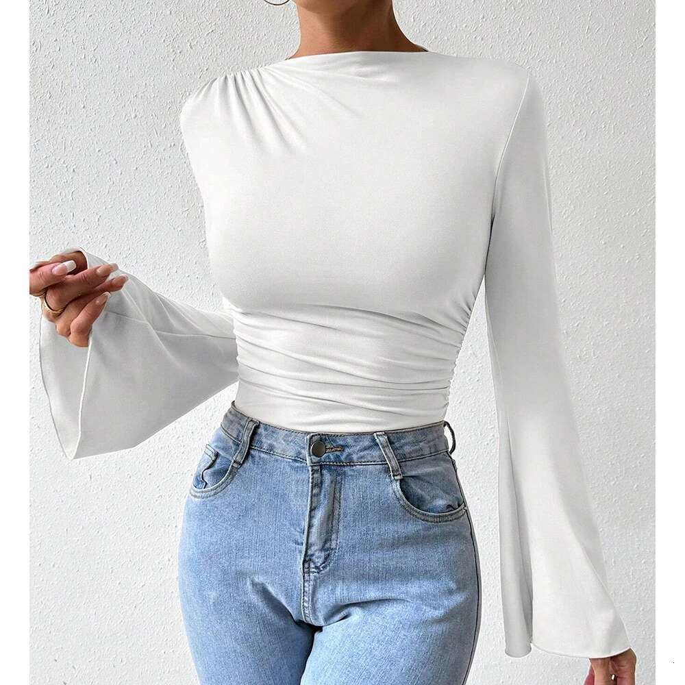 Mia Muse Women's Bodysuits Autumn Korean Solid Color Long Sleeve Round-Neck Casual Jumpsuits & Playsuits