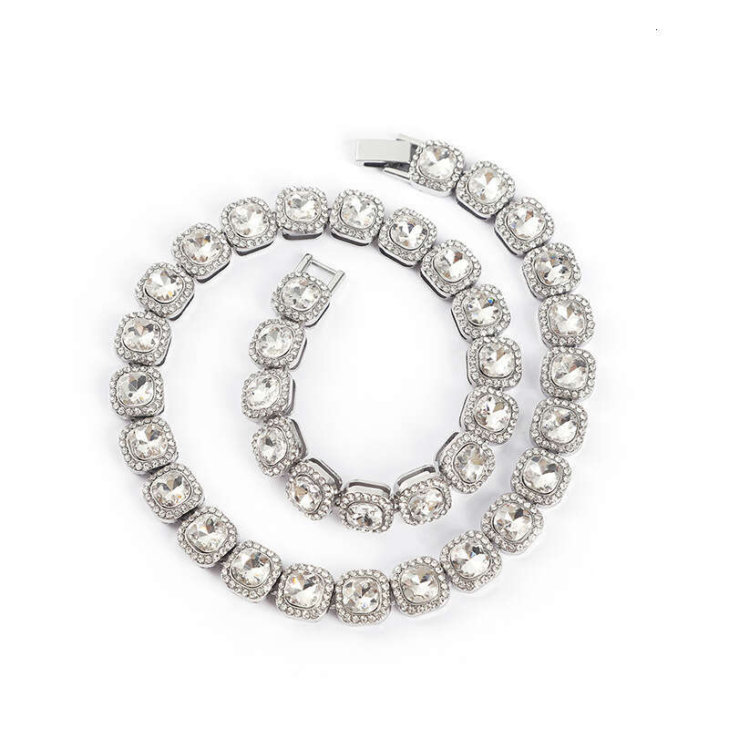 Men's and women's fashionable alloy rock sugar water hip-hop Italian dia studded es Cuban chain necklace