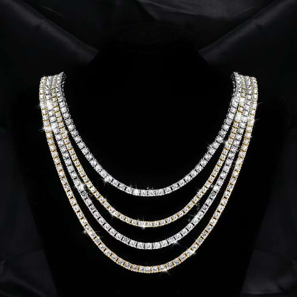 5mm round tennis necklace, high-end niche accessories, men's and women's alloy hip-hop style jewelry necklace
