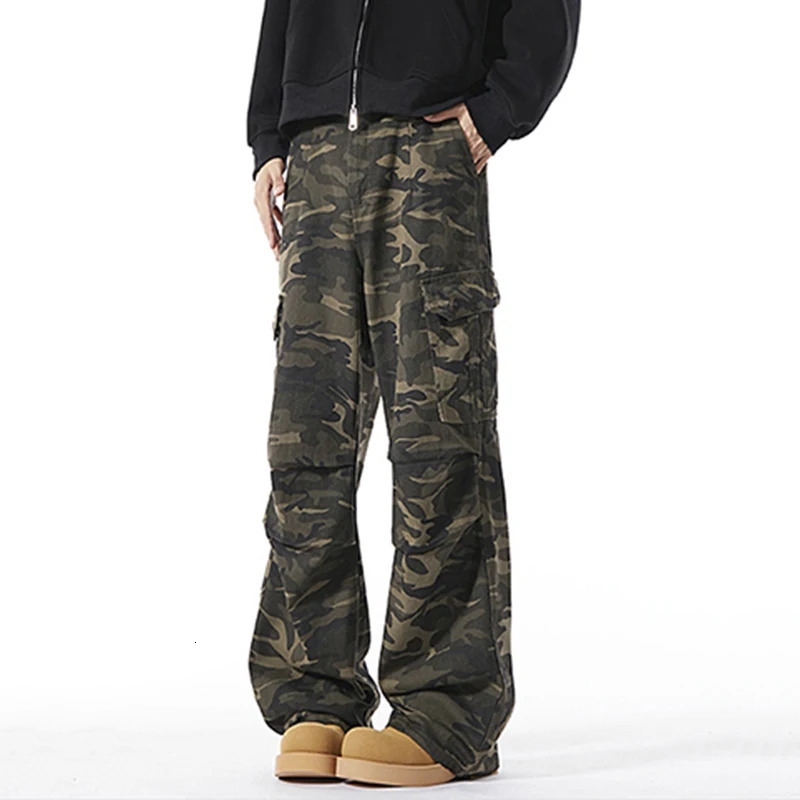 Men Baggy Camouflage Ripstop Cargo Jeans Male Classic Straight Casual Denim Pants American Style Street Hip Pop Denim Trousers 250320