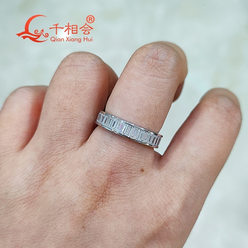 1.5*3mm baguette white moissanite eternity band ring 925 Sterling Silver Rings Jewelry Rings Engagement Ladies men