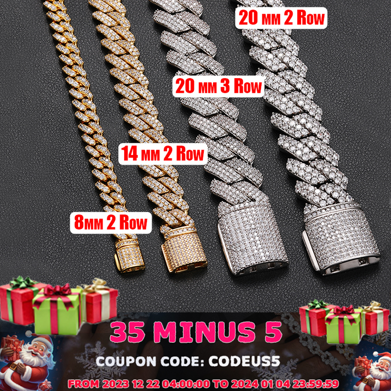 Hip Hop Iced Out 8MM 14MM 20MM Full Miami Curb Cuban Chain Bling CZ Rapper Necklaces For Men Punk Jewelry High Quality Gift