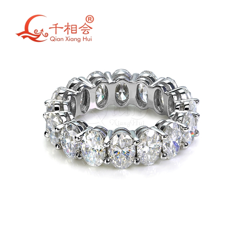 Oval Shape D VVS White Moissanite 3*5mm/4*6mm Eternity Band Ring 925 Silver Jewelry for Engagement And Dating Gift