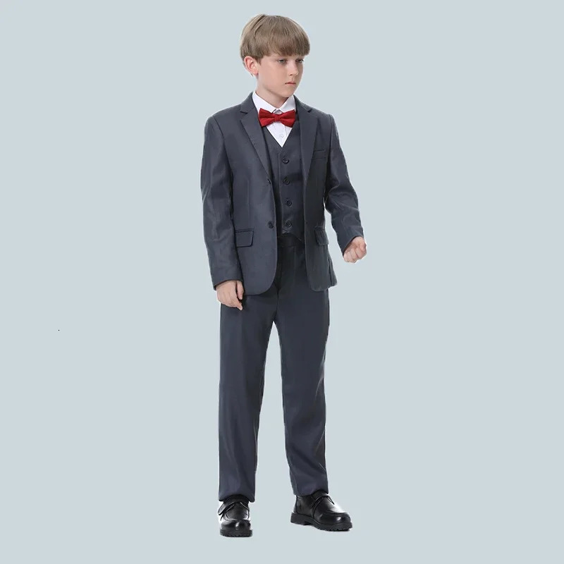 Spring Autumn Formal Boy Suit for Weddings Children Party Host Costume Wholesale Clothing 3Pcs/Set Blazer Vest Pants 250320