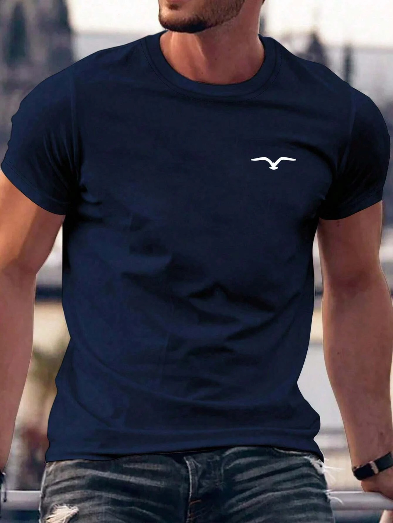 Seagull Men Cotton Tshirt Fashion Big Size Top Casual Short Sleeve Streetwear Classic Arrival Tee S4XL 250312