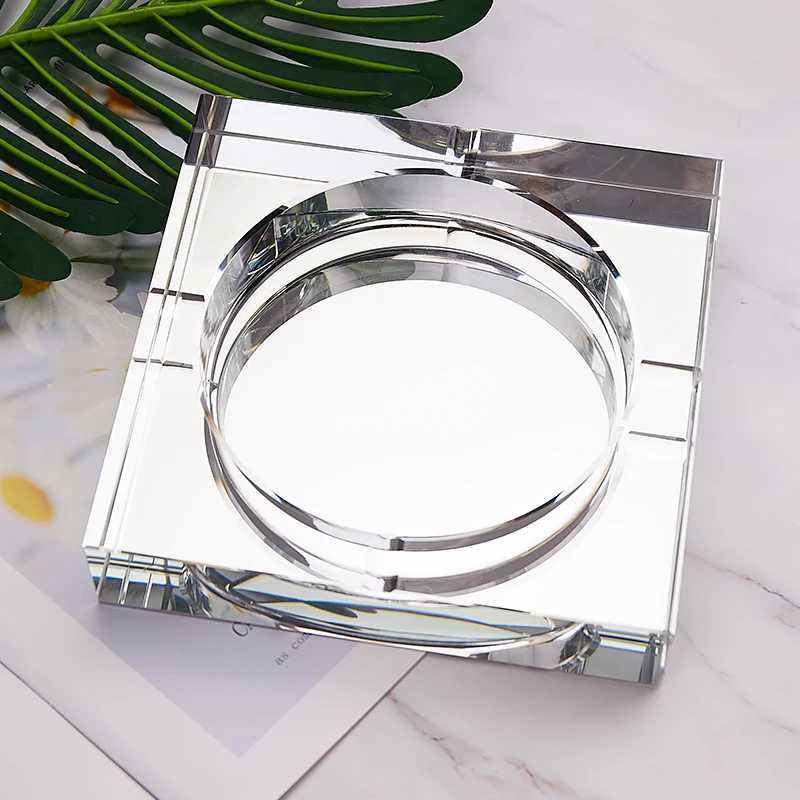 Crystal glass Ashtray customized living room family room hotel black high-grade squareC250321