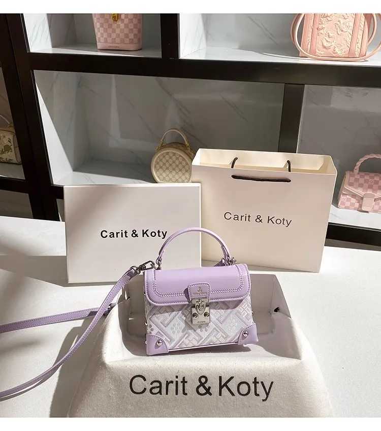 Luxury Fashion Purple Square Bag Striped Womens Handbag High Quality Texture Leather Casual Bag Womens Wallet Cross Body Bag Y250319