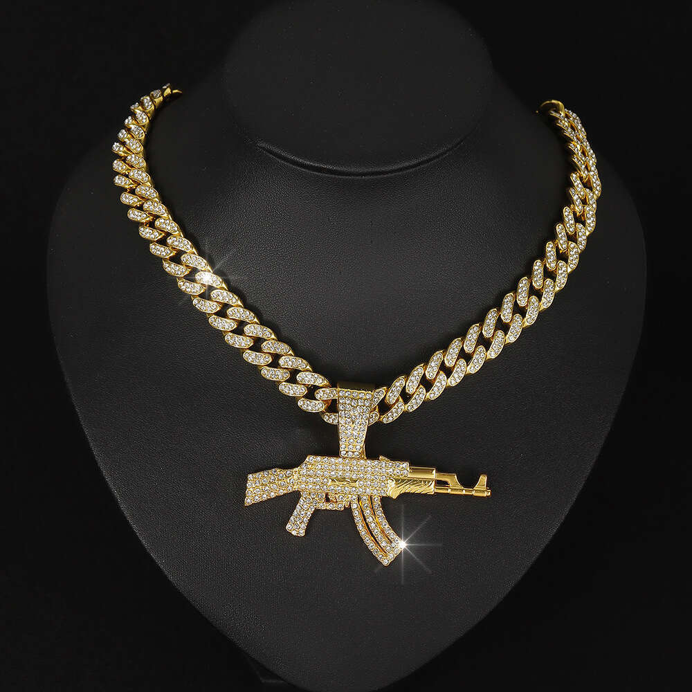 Alloy game peripherals AK subhine gun Cuban firearms necklace men's hip-hop style sweater chain