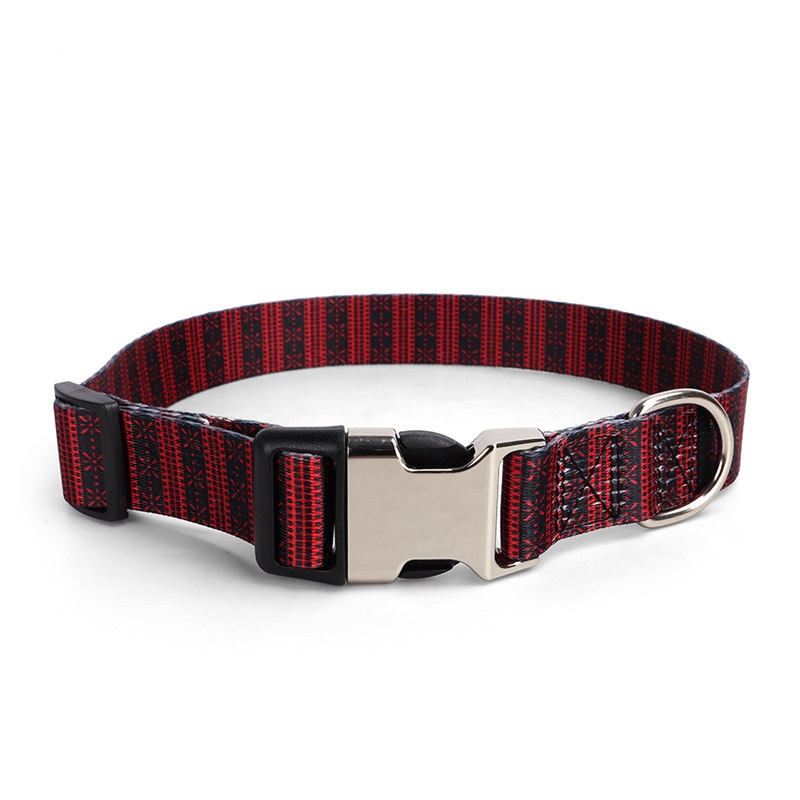 High Quality Thermal Printing Pet Leash Accessory Reinforced Dog Collar with Secure Half Metal Fastener