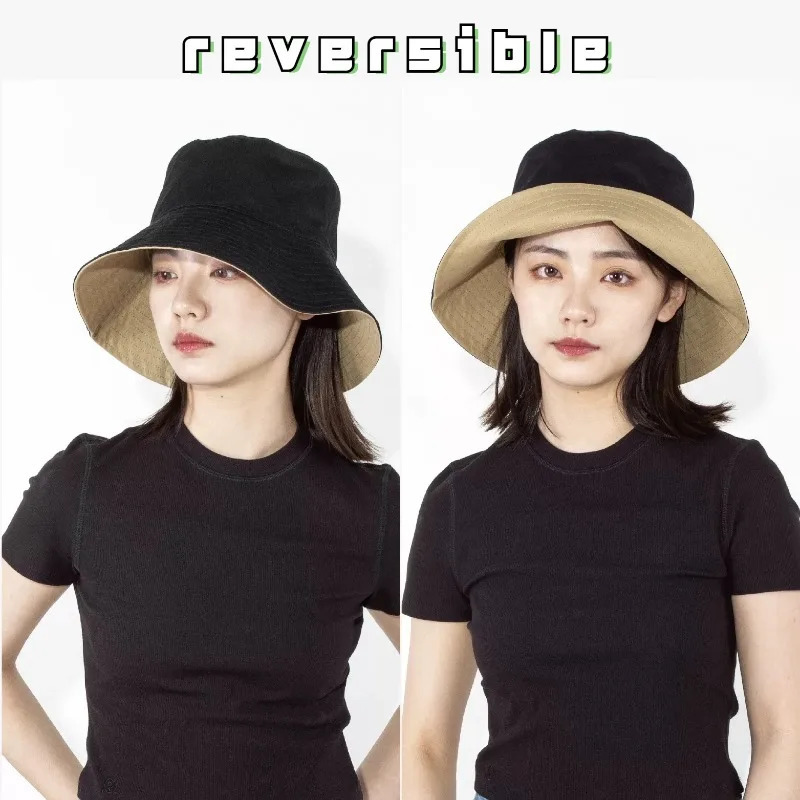 Enlarged Deepening XXL Size 63cm Bucket Hat Women Big Head Double-sided Fisherman Hat Men Large Size Large Hip Hop Sun Hat 250320