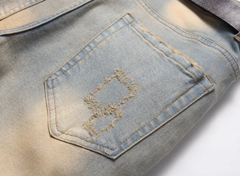2024 Ripped Hole Destroyed Punk Hip Hop Jeans Mens Washed Vintage Brushed Stacked Denim Pants 250320