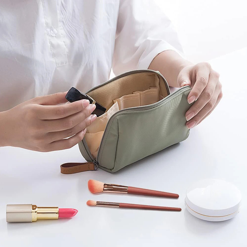 Small solid portable makeup bag travel makeup bag wallet storage organizer daily makeup box mini handbag 250320